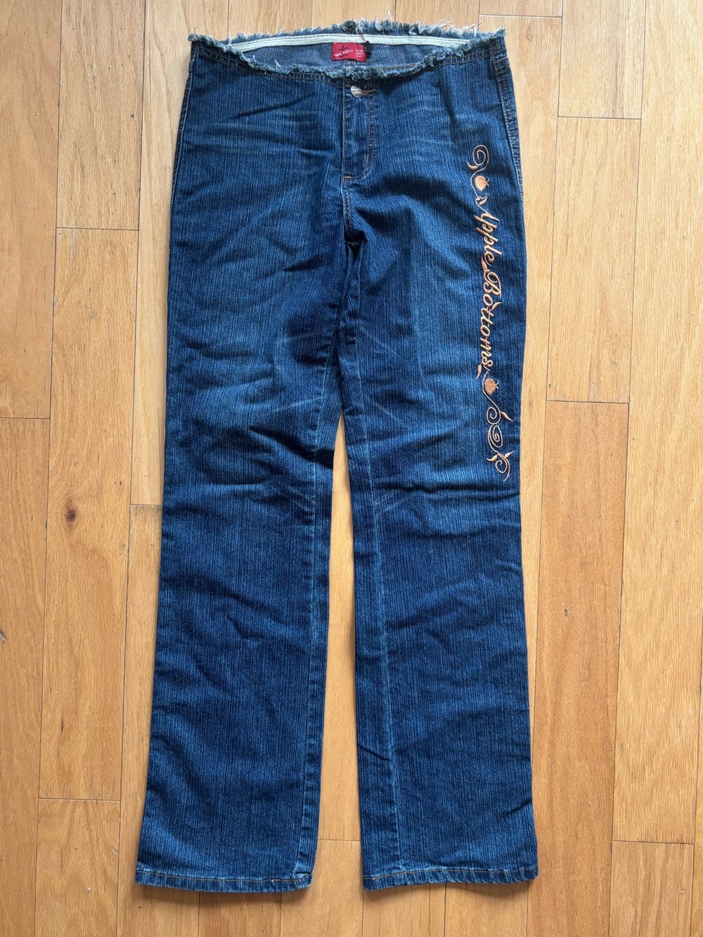 apple bottoms dark wash raw hem jeans